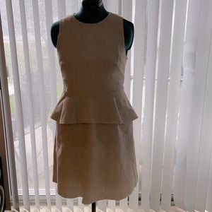 Tan Linen Peplum Dress